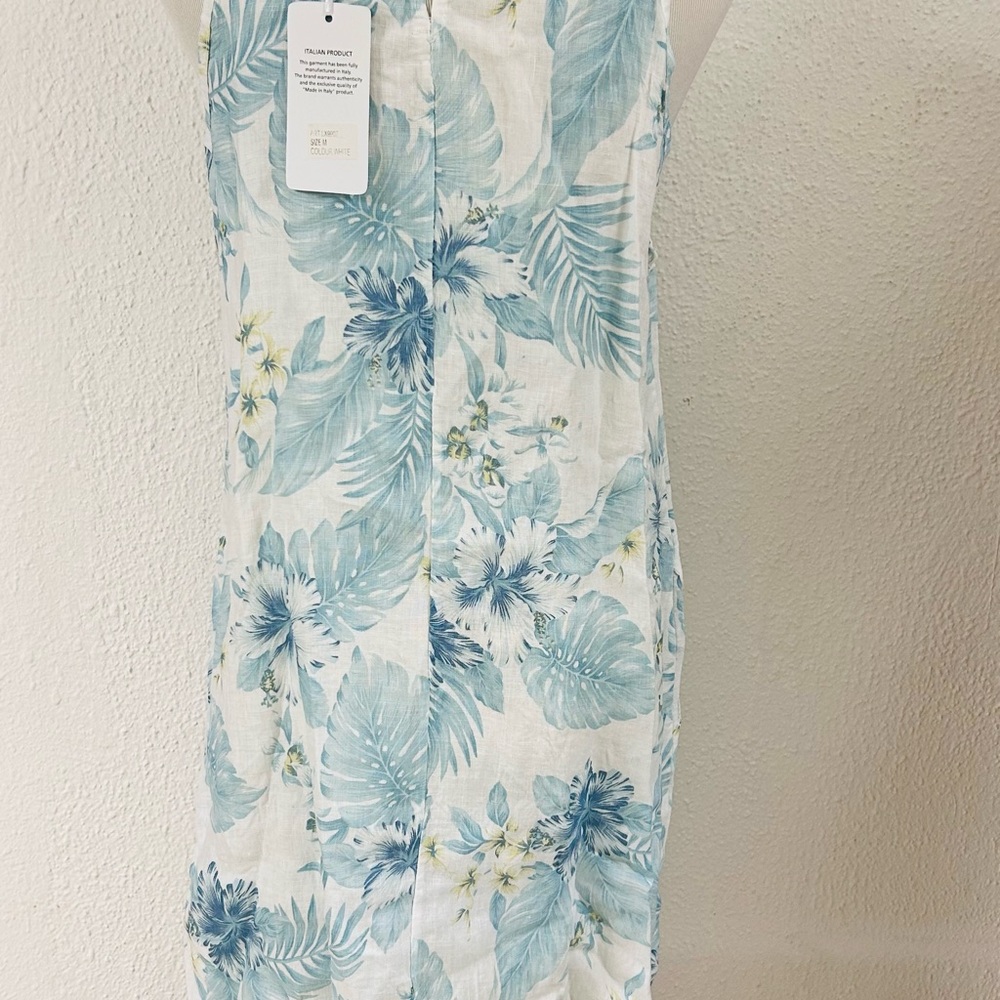 LUNGO L'ARNO LINEN Blue TROPICAL PRINT DRESS NEW Various Sizes MADE IN ITALY - Picture 7 of 7